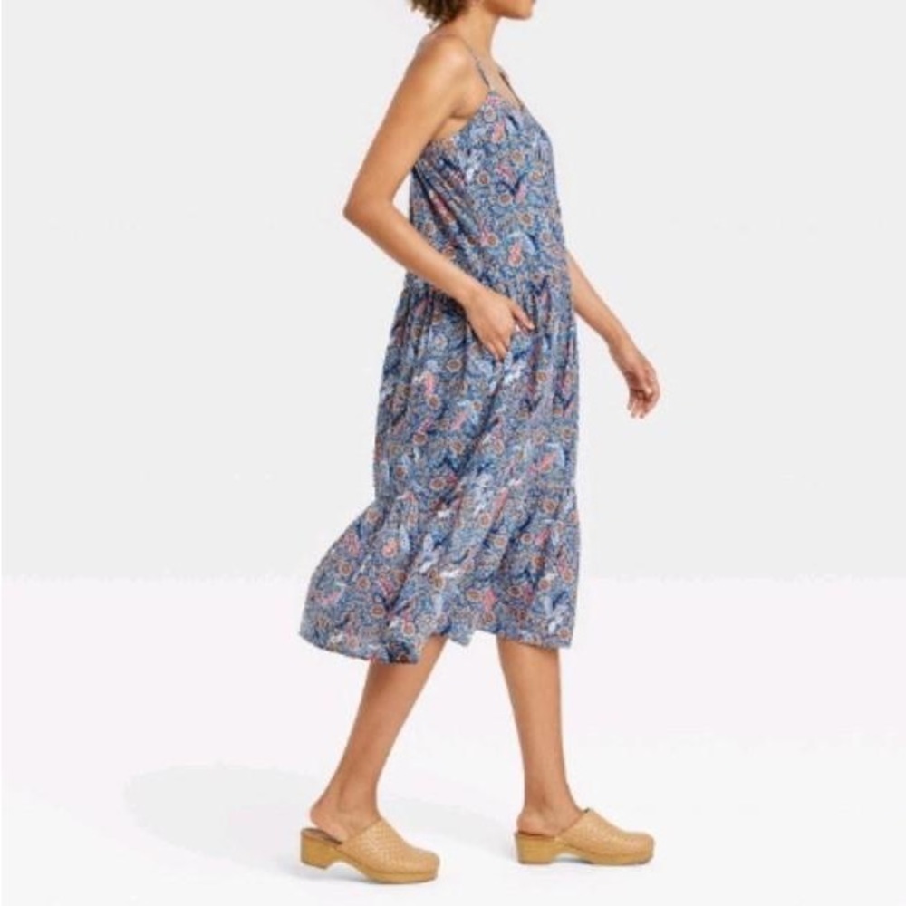 Women's Sleeveless Tiered A-Line Dress Knox Rose Blue Size 2X - Picture 2 of 10